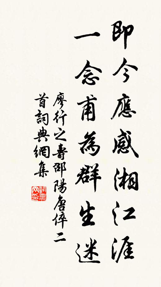 廖行之即今应感湘江涯，一念甫为群生迷书法作品欣赏