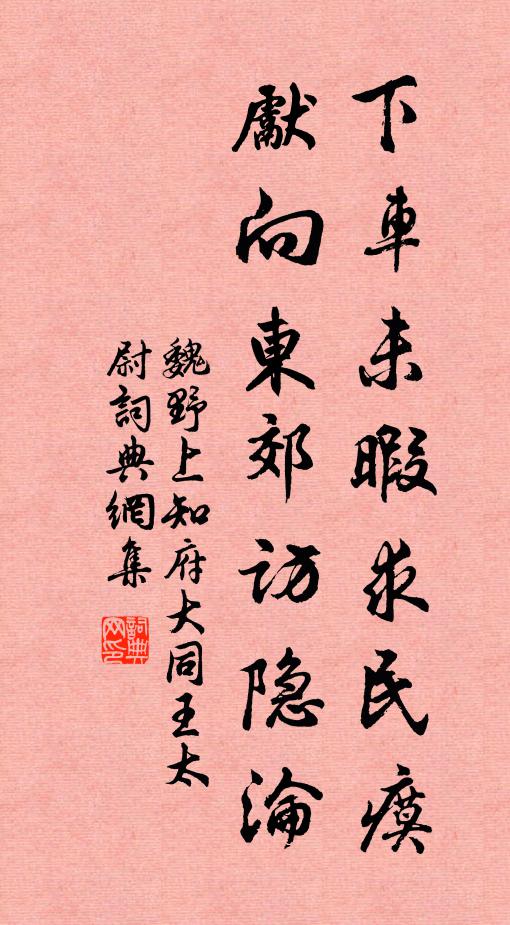 魏野下车未暇求民瘼，先向东郊访隐沦书法作品欣赏