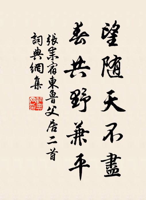 张耒望随天不尽，春共野兼平书法作品欣赏