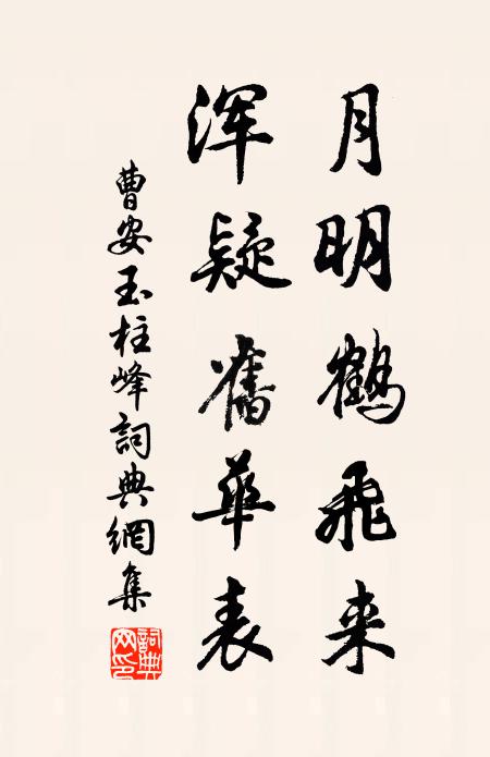曹安月明鹤飞来，浑疑旧华表书法作品欣赏