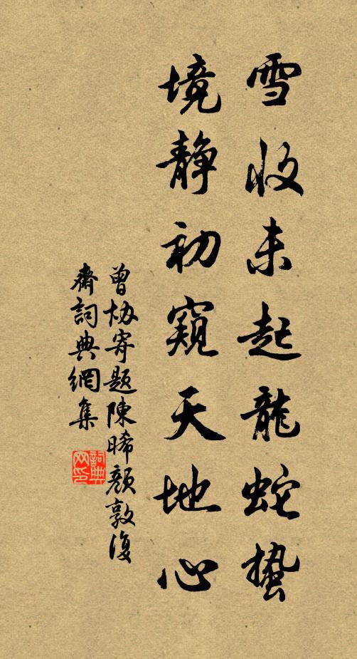 曾协雪收未起龙蛇蛰，境静初窥天地心书法作品欣赏