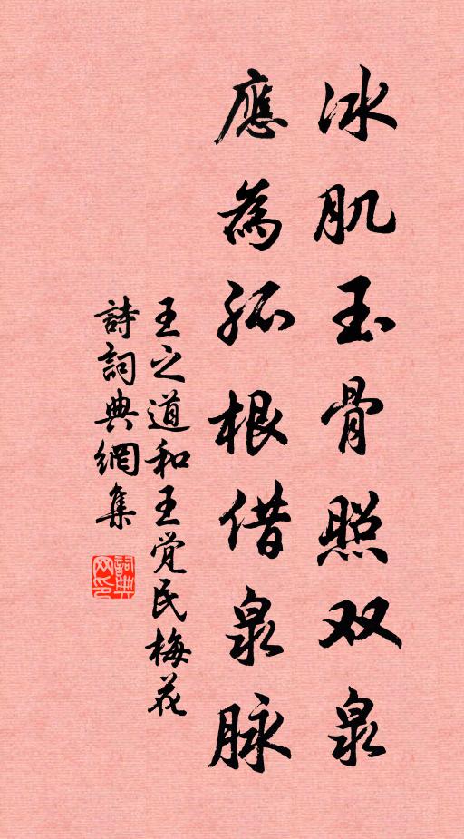王之道冰肌玉骨照双泉，应为孤根借泉脉书法作品欣赏