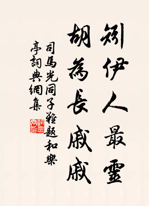 司马光矧伊人最灵，胡为长戚戚书法作品欣赏