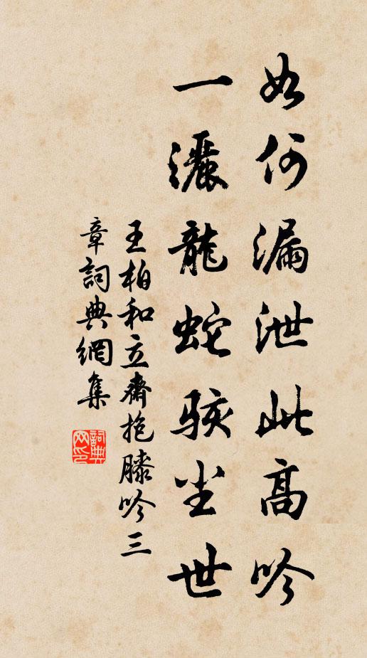 王柏如何漏泄此高吟，一洒龙蛇骇尘世书法作品欣赏