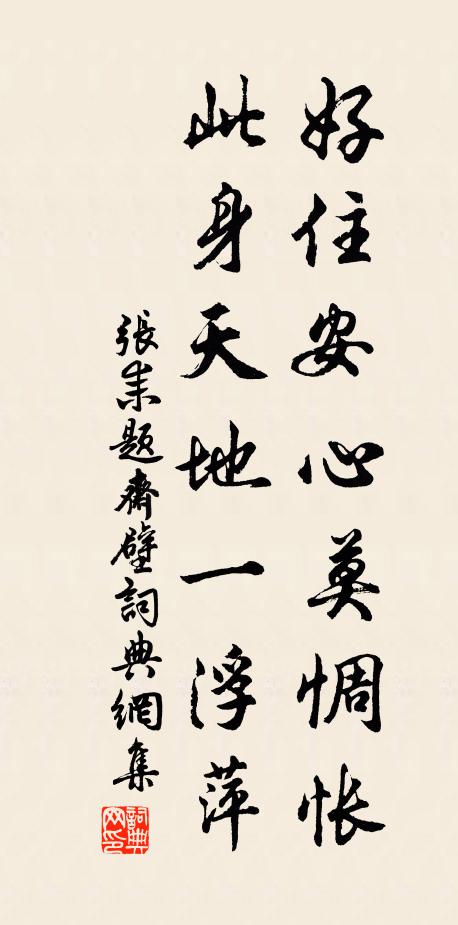 张耒好住安心莫惆怅，此身天地一浮萍书法作品欣赏
