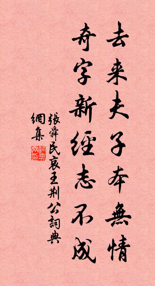 张舜民去来夫子本无情，奇字新经志不成书法作品欣赏