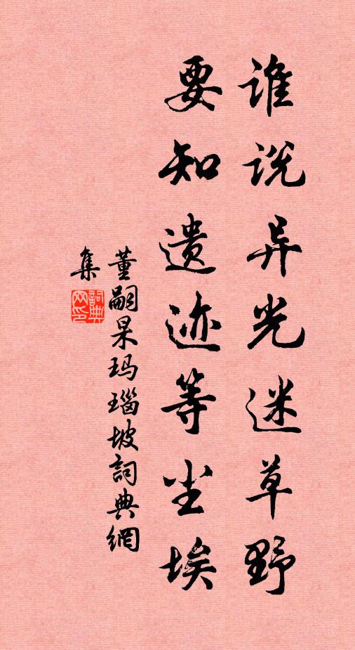 董嗣杲谁说异光迷草野，要知遗迹等尘埃书法作品欣赏