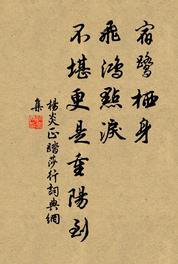 杨炎正宿鹭栖身，飞鸿点泪，不堪更是重阳到书法作品欣赏