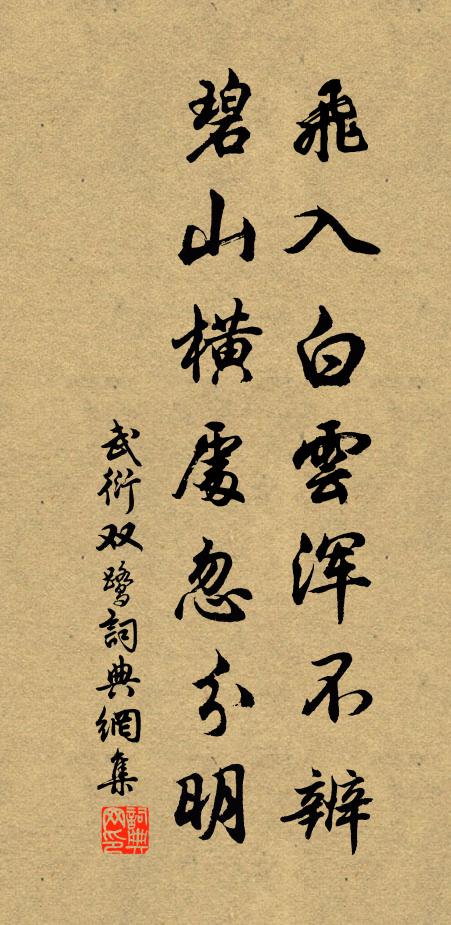 武衍飞入白云浑不辨，碧山横处忽分明书法作品欣赏