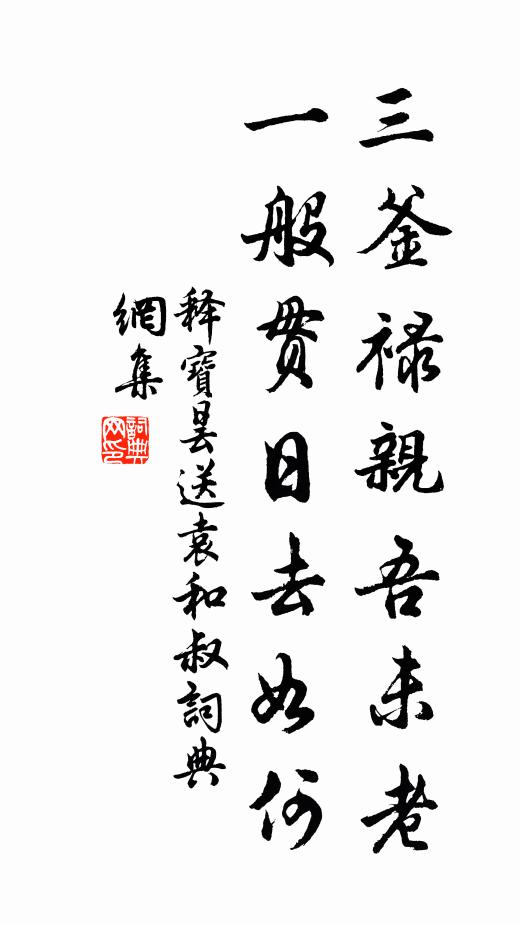 释宝昙三釜禄亲吾未老，一般贯日去如何书法作品欣赏