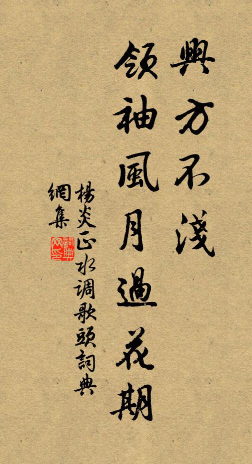 杨炎正兴方不浅，领袖风月过花期书法作品欣赏