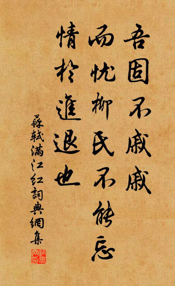 苏轼吾固不戚戚，而忧柳氏不能忘情于进退也书法作品欣赏
