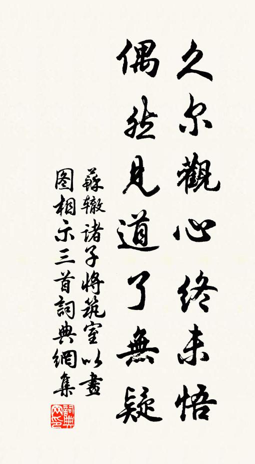 苏辙久尔观心终未悟，偶然见道了无疑书法作品欣赏