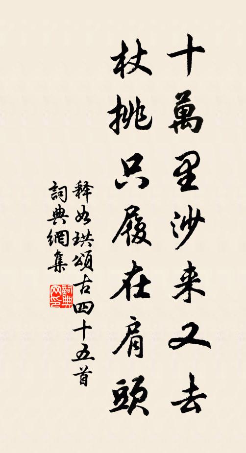释如珙十万里沙来又去，杖挑只履在肩头书法作品欣赏