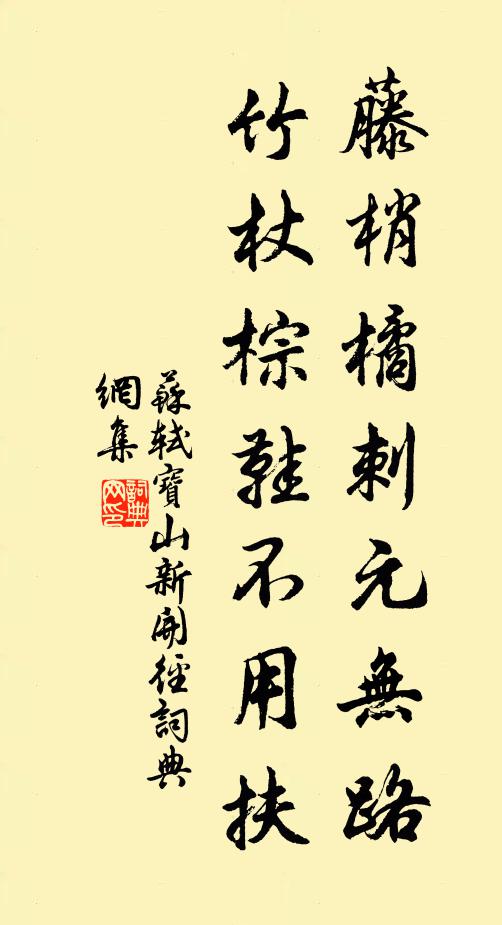 苏轼藤梢橘刺元无路，竹杖棕鞋不用扶书法作品欣赏