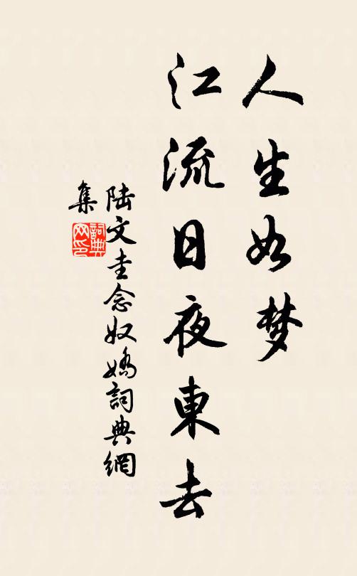 陆文圭人生如梦，江流日夜东去书法作品欣赏