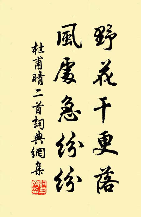 杜甫野花干更落，风处急纷纷书法作品欣赏