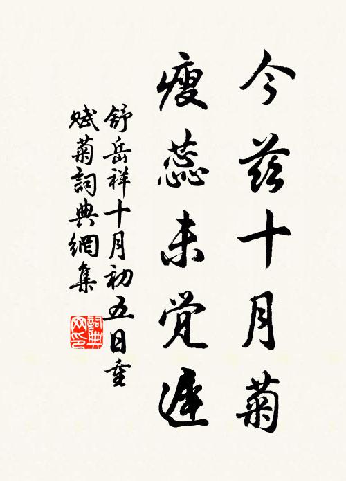 舒岳祥今兹十月菊，瘦蕊未觉迟书法作品欣赏