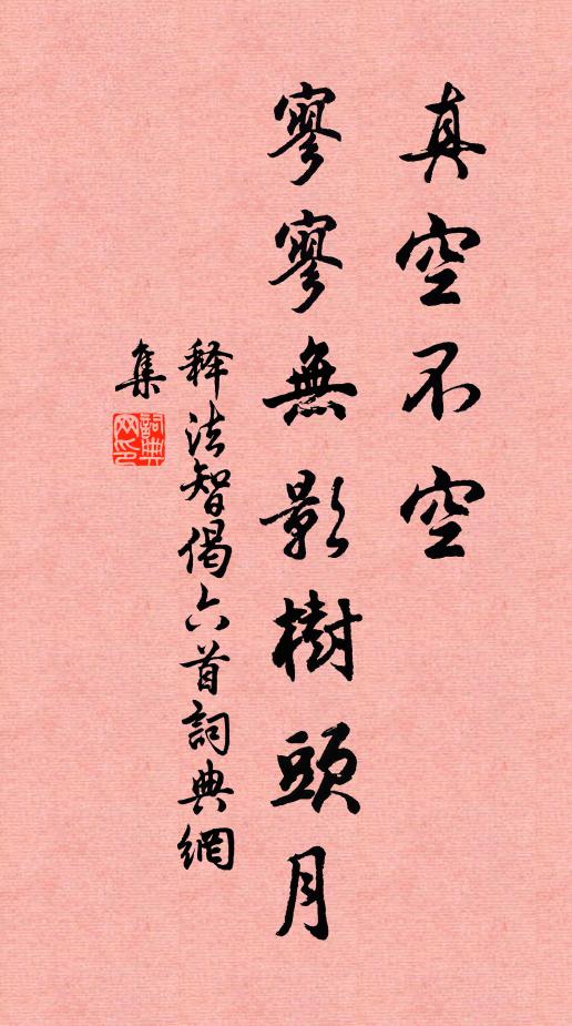 释法智真空不空，寥寥无影树头月书法作品欣赏