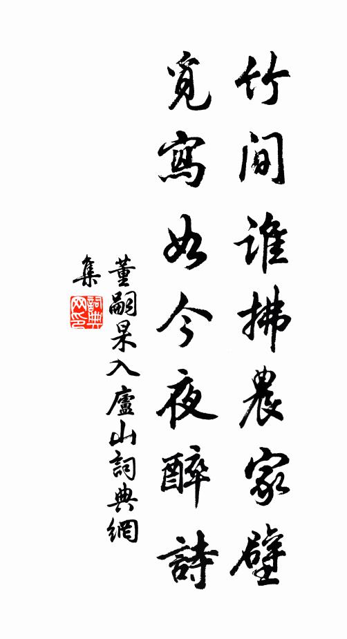董嗣杲竹间谁拂农家壁，觅写如今夜醉诗书法作品欣赏