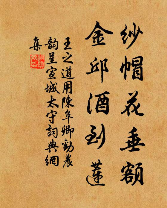 王之道纱帽花垂额，金邱酒到莲书法作品欣赏