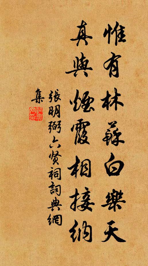 张明弼惟有林苏白乐天，真与烟霞相接纳书法作品欣赏