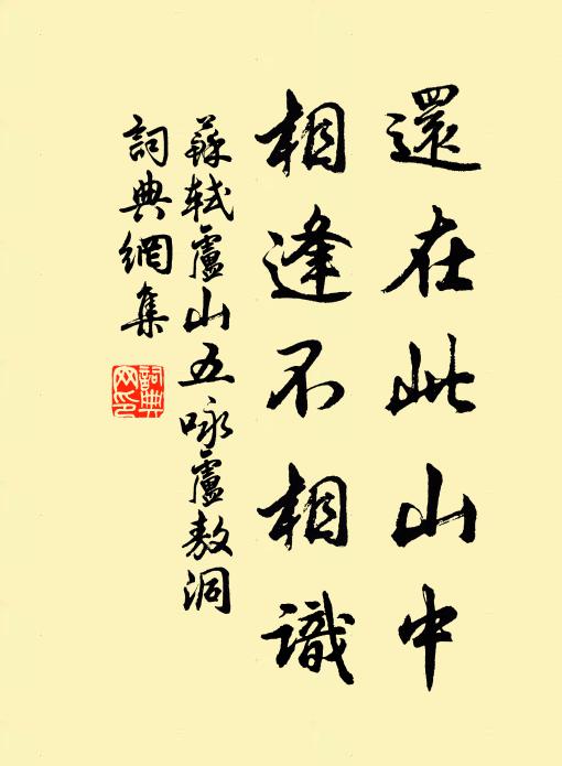 苏轼还在此山中，相逢不相识书法作品欣赏