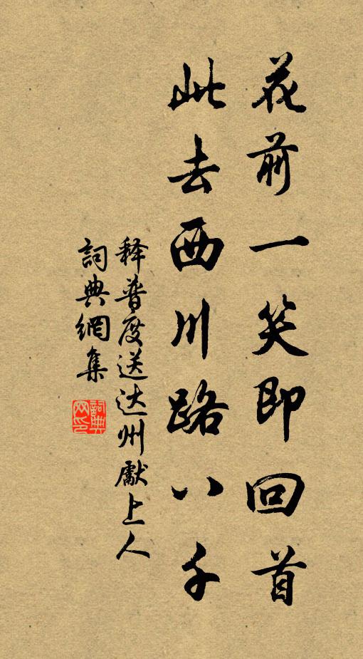 释普度花前一笑即回首，此去西川路八千书法作品欣赏