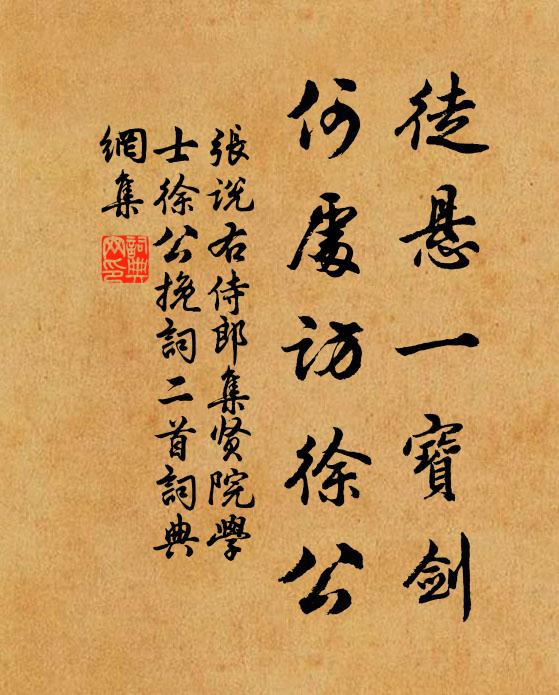 张说徒悬一宝剑，何处访徐公书法作品欣赏