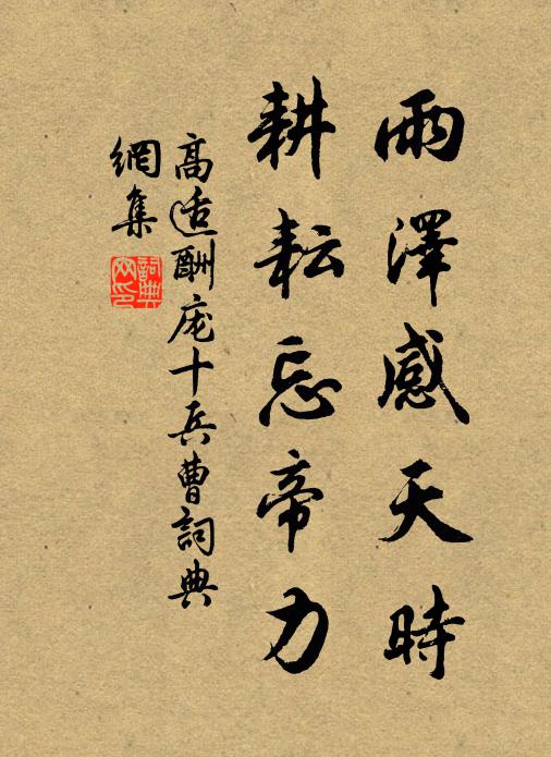 高适雨泽感天时，耕耘忘帝力书法作品欣赏