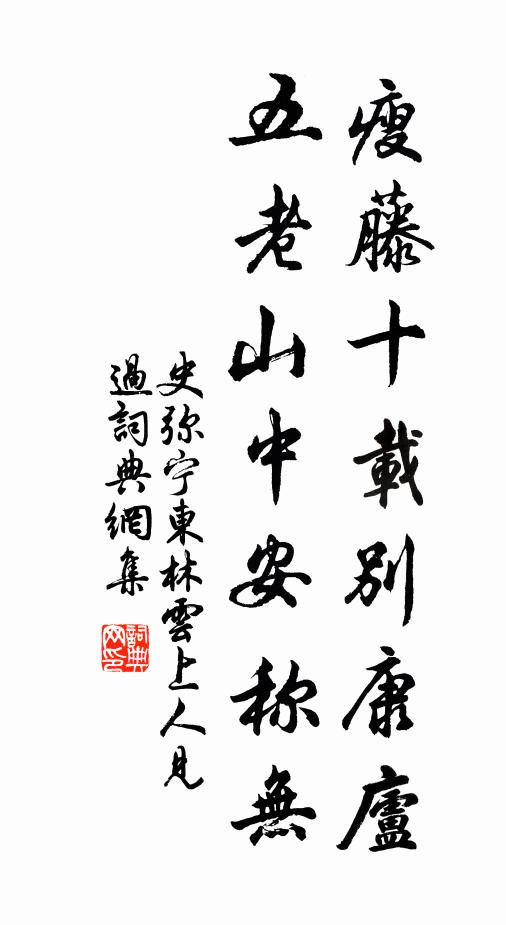 史弥宁瘦藤十载别康庐，五老山中安称无书法作品欣赏