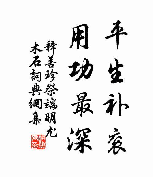 释善珍平生补衮，用功最深书法作品欣赏