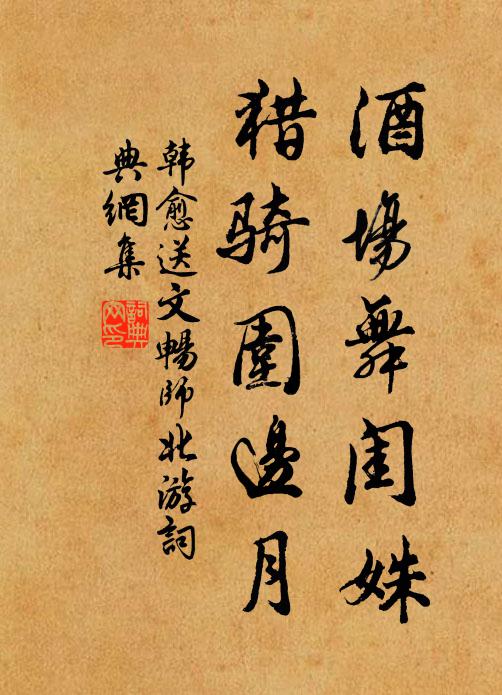 韩愈酒场舞闺姝，猎骑围边月书法作品欣赏