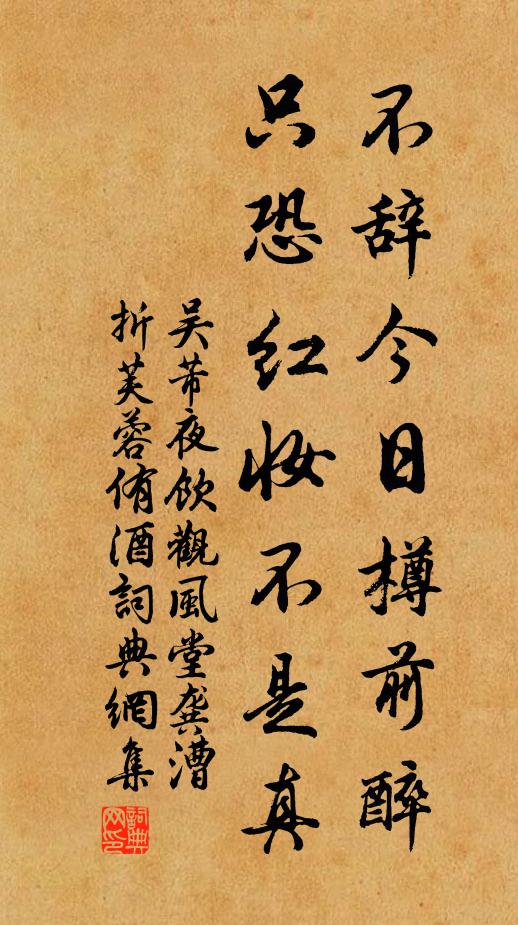吴芾不辞今日樽前醉，只恐红妆不是真书法作品欣赏