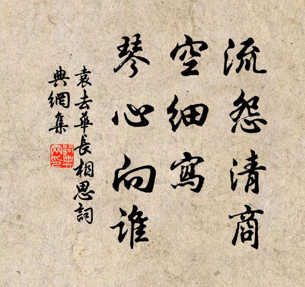 袁去华流怨清商，空细写、琴心向谁书法作品欣赏