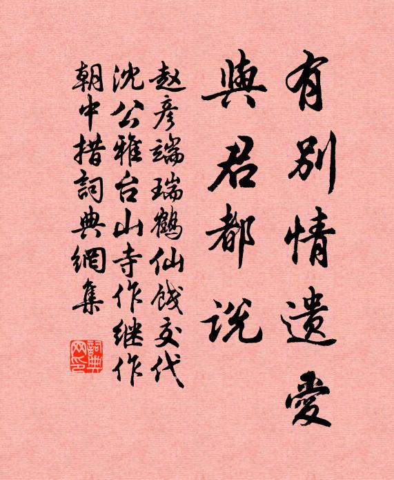 赵彦端有别情遗爱，与君都说书法作品欣赏
