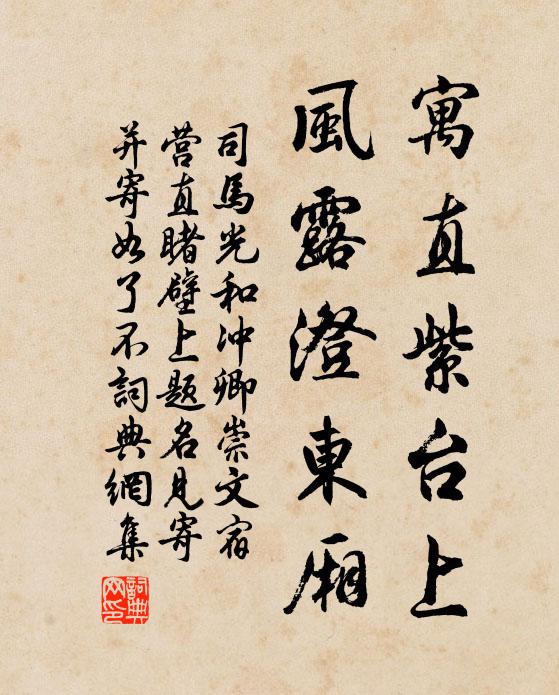 司马光寓直紫台上，风露澄东厢书法作品欣赏