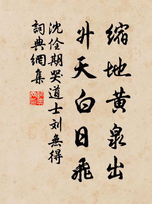 沈佺期缩地黄泉出，升天白日飞书法作品欣赏