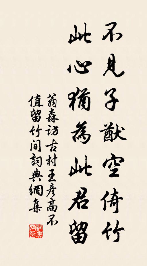 翁森不见子猷空倚竹，此心犹为此君留书法作品欣赏