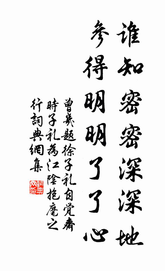 曾几谁知密密深深地，参得明明了了心书法作品欣赏