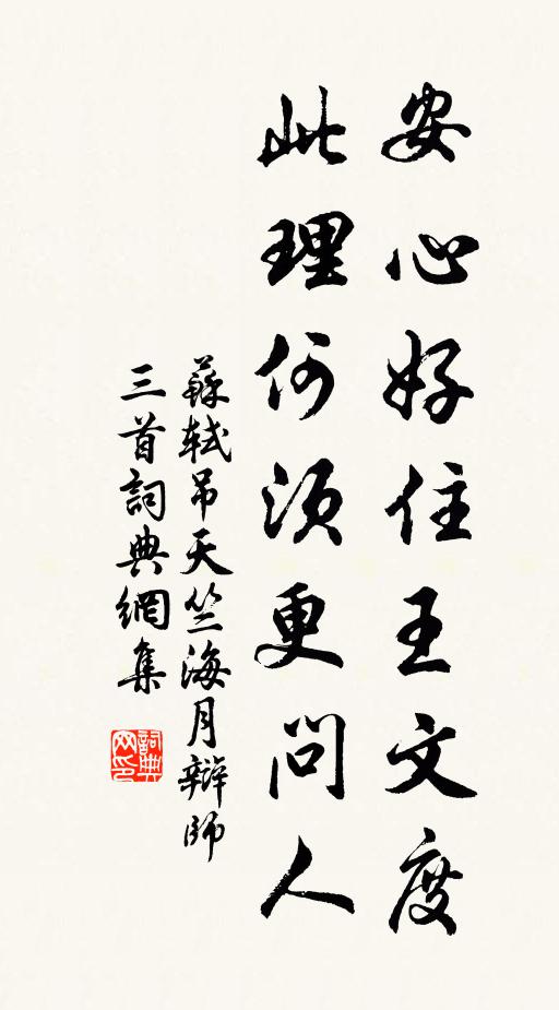 苏轼安心好住王文度，此理何须更问人书法作品欣赏