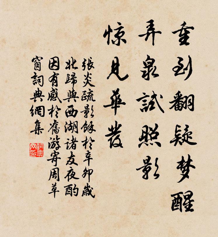 张炎重到翻疑梦醒，弄泉试照影，惊见华发书法作品欣赏