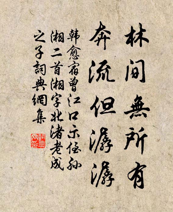 韩愈林间无所有，奔流但潺潺书法作品欣赏