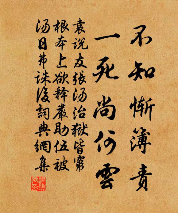 袁说友不知惭簿责，一死尚何云书法作品欣赏