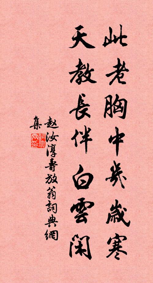 赵汝淳此老胸中几岁寒，天教长伴白云闲书法作品欣赏