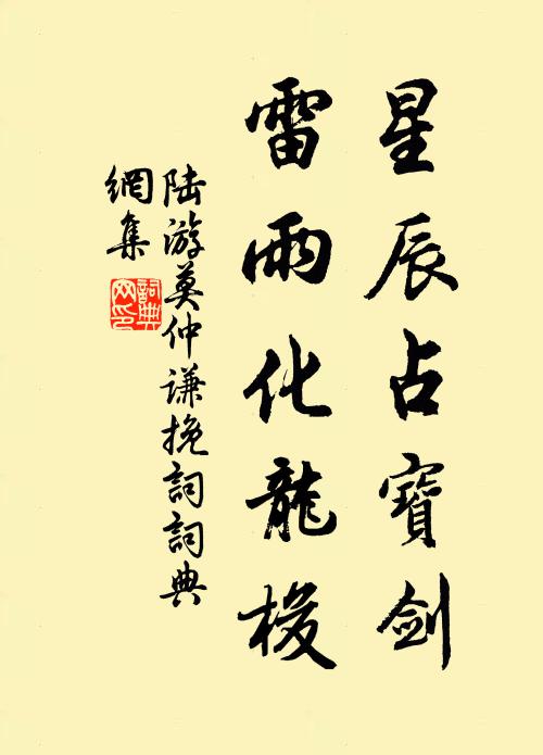 陆游星辰占宝剑，雷雨化龙梭书法作品欣赏