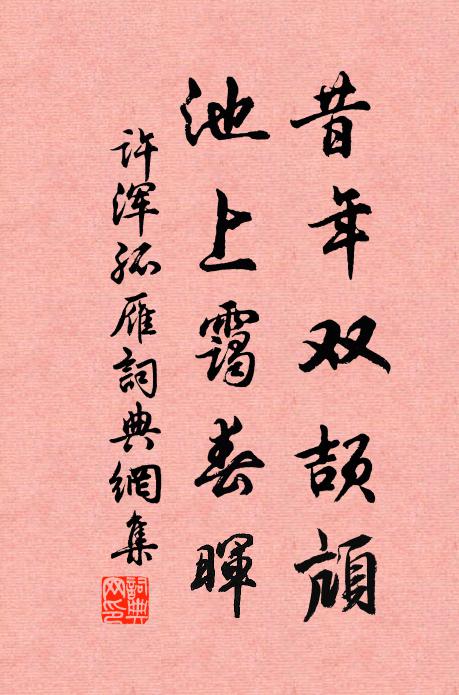 许浑昔年双颉颃，池上霭春晖书法作品欣赏
