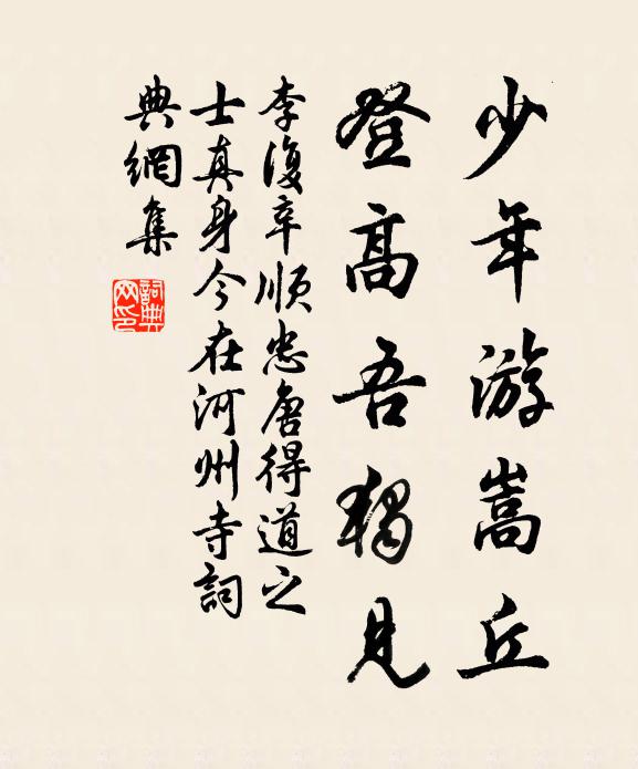 李复少年游嵩丘，登高吾独见书法作品欣赏