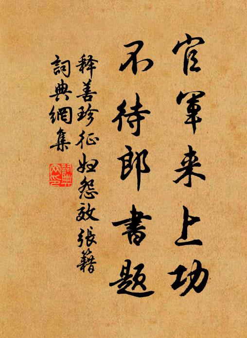 释善珍官军来上功，不待郎书题书法作品欣赏