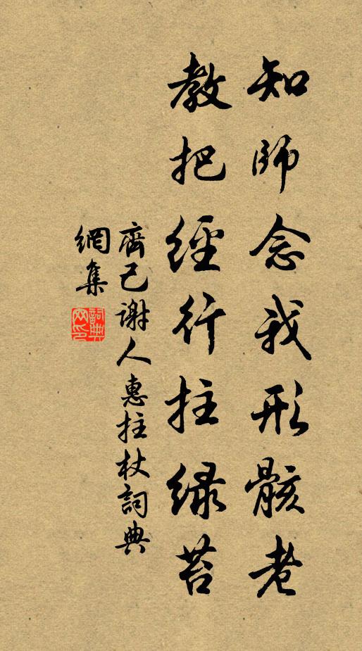 齐己知师念我形骸老，教把经行拄绿苔书法作品欣赏
